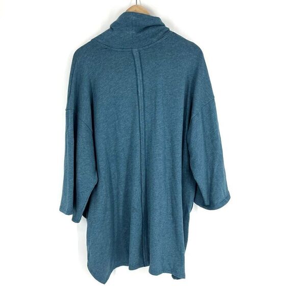 Pure J Jill Sweater Size Medium Blue Pointed Hem Turtleneck Pocket Tunic Top - Picture 5 of 6